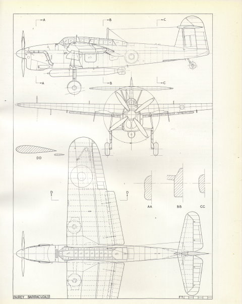 Fairey Barracuda, рисунок Harry J.Cooper, 1/72, «Aircraft of the fighting powers» Том.V, издание 1944г